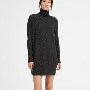 Everlane The Cashmere Turtleneck Mini Sweater Dress, Size S, Mid Grey Donegal
